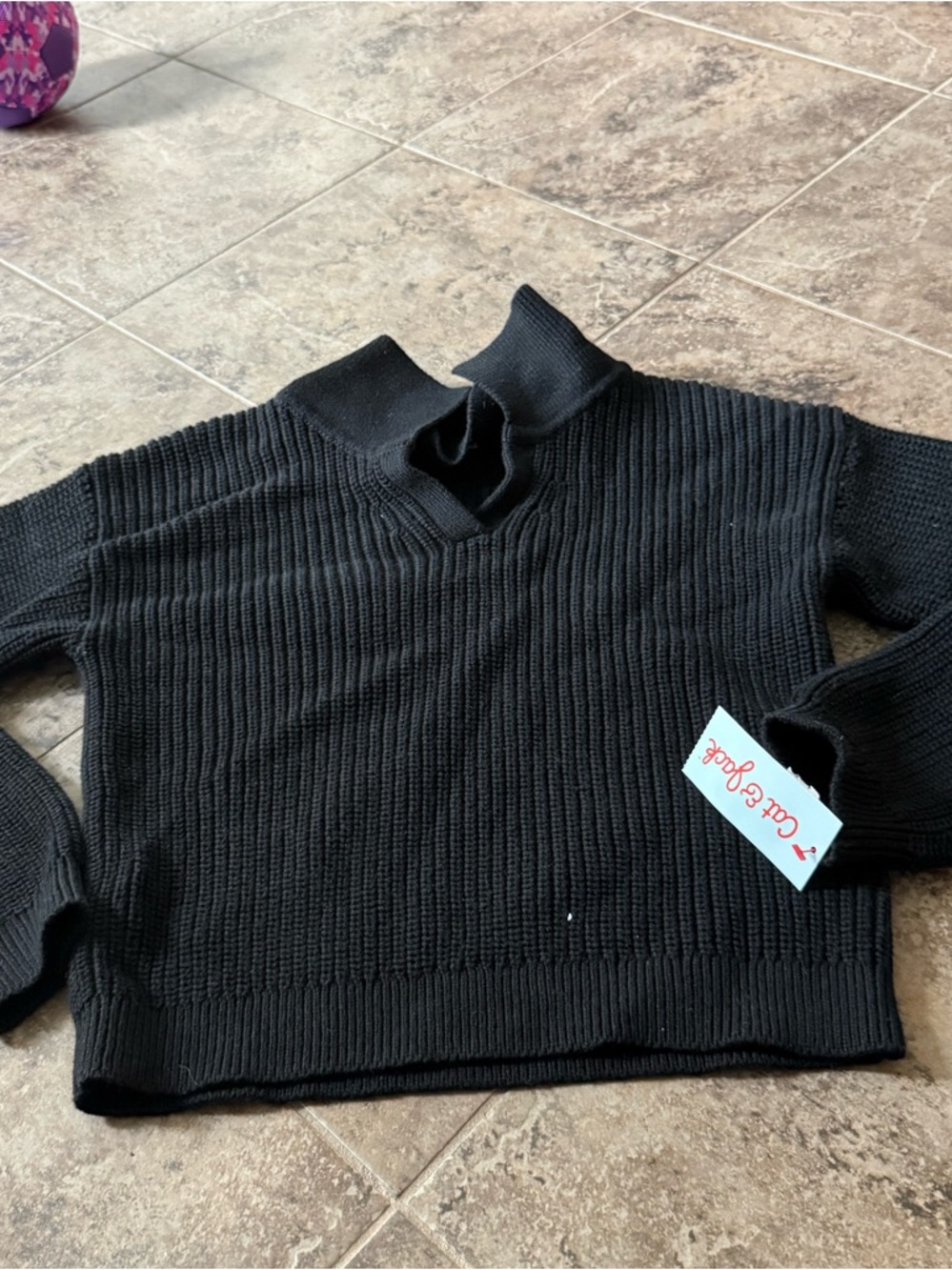 Cat & Jack Black Ribbed Cowl Turtleneck Sweater